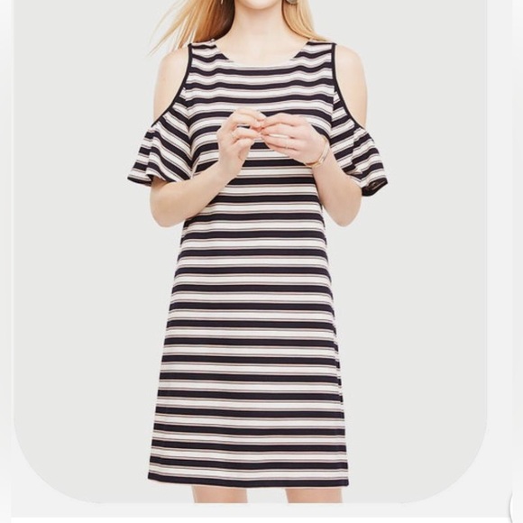 Striped Ann Taylor Cold Shoulder Dress size small - Picture 1 of 9
